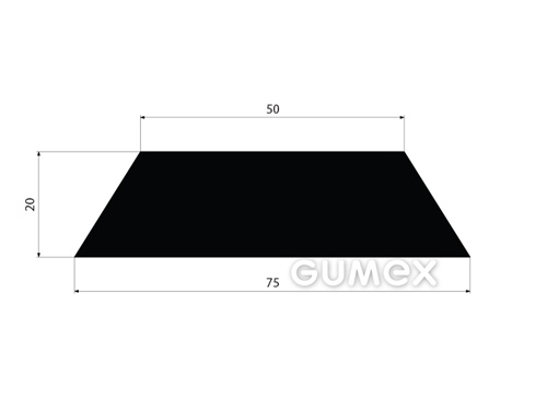 Pryžový profil tvaru "lichoběžník", 20x75/50mm, 60°ShA, EPDM, -40°C/+100°C, černý